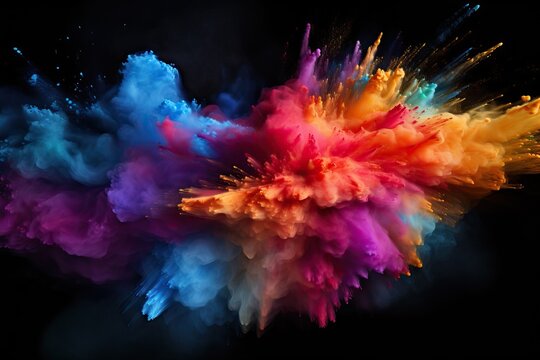 texture glitter multicolored powder color throwing exploding motion freeze background splatted abstract black explosion dust colored space galaxy nebula
