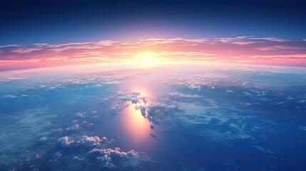 Fototapeta premium Flying over the world's oceans at dawn Airplane