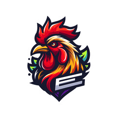 rooster side haed esport logo design © ZALASTUDIO