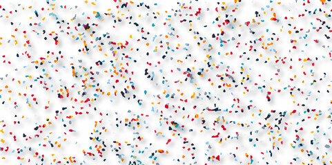 Confetti style colorful watercolor paint splash garlands and streamers party background. Colorful splash Texture Isolated on White Panoramic Background. Colored Stains and Blots.