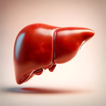 Normal bright red-brown liver model.