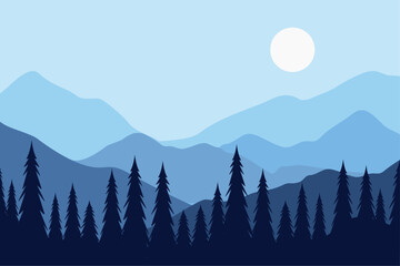 gradient blue mountain landscape background