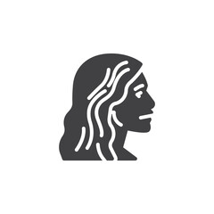 Long hair woman vector icon