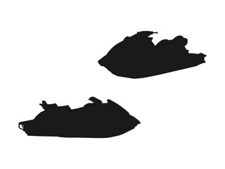 jet ski silhouettes icon. Vector illustration of jet ski icon. isolated on clean background for your web mobile app logo design. Collection of silhouette illustrations of jet skiers. - obrazy, fototapety, plakaty