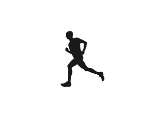 Running Man Silhouette, Jogging Training Person Vector Illustration.Running woman or female fitness runner flat vector icon for exercise apps and websites.vector icon set isolated on white background.