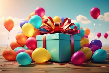 A gift box full of balloons is a surprise gift.