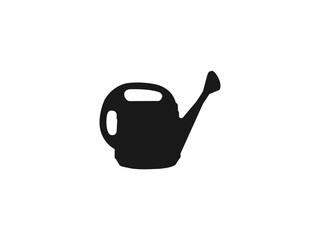 Watering can silhouette icon for web. Vector isolated one single metal garden watering can with handle colorless black and white contour silhouette. isolated on white background.