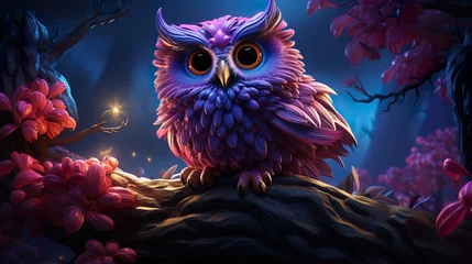 Rolgordijnen owl on the night sky © Ahmad