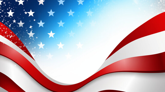 Patriotic American Backdrop: USA Political Vector Design in Red, White, and Blue – Ideal for Celebrating Fourth of July, Memorial Day, Veteran's Day, United States of America, With Copy Space