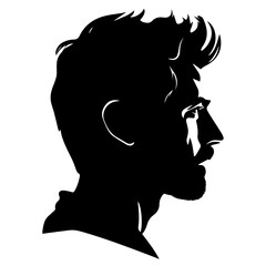 Man Profile vector silhouette, man profile silhouette black color illustration