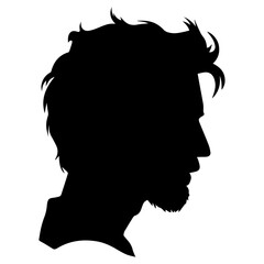 Man Profile vector silhouette, man profile silhouette black color illustration