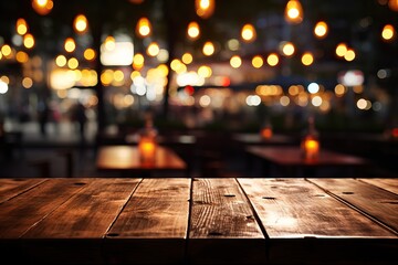 lights restaurant blurred abstract front table wooden Image background bar empty bokeh party blur blurry bright cafes city hot drink counter dark design - obrazy, fototapety, plakaty