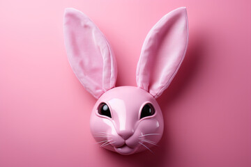 Fototapeta premium Pink hare mask with ears, costume decoration