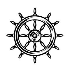 Captains Wheel Logo Monochrome Design Style