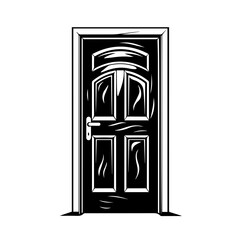 Closed Door Logo Monochrome Design Style