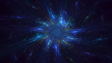 3D manual rendering abstract blue fractal light background