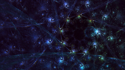 3D manual rendering abstract fractal polygon background 