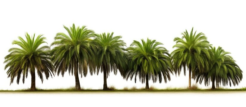 African palm oil palm tree for park or garden decoration, isolated on white background.