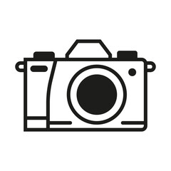 Photo camera vector icon. Icon pocket digital camera. Camera Icon in trendy flat style isolated on grey background. Camera symbol for your web site design, logo, app, UI. Vector illustration