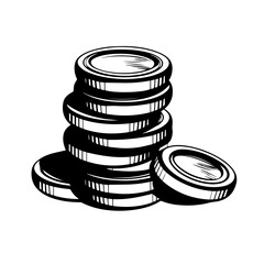 Coin Pile Logo Monochrome Design Style