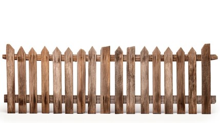 Old Wooden Fence White background front view