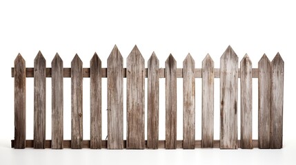 Old Wooden Fence White background front view