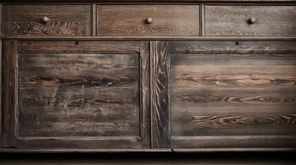 rustic woodgrain: showcase the detailed grain and texture of aged, weathered wood on a antique piece of furniture, 16:9