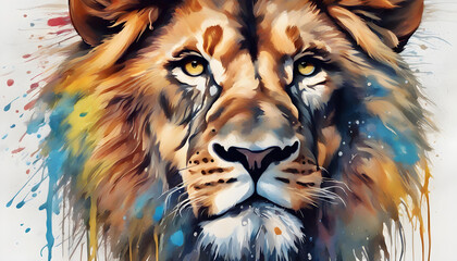 portrait of a lion in painting