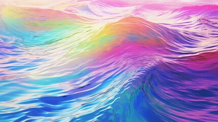 Obraz premium water with a rainbow colored surface, in the style of y2k aesthetic, rainbowcore, copy space, 16:9