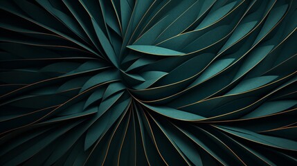 minimalist mathematics, hyperbola parabola patterns, kaleidoscopic, copper-leaf on textured dark-teal paper, copy space, 16:9
