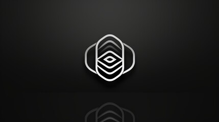 simple logo, hexagon, 7 points, flat, black and white, bottom half water reflection, copy space, 16:9