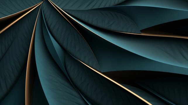 minimalist mathematics, hyperbola parabola patterns, kaleidoscopic, copper-leaf on textured dark-teal paper, copy space, 16:9