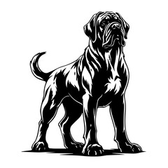English Mastiff Logo Monochrome Design Style - obrazy, fototapety, plakaty