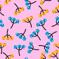 Vector seamless pattern, background, design, berry print. Pixel art