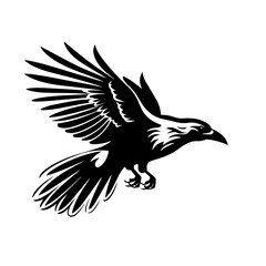 Flying Crow Logo Monochrome Design Style