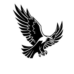 Fototapeta premium Flying Hawk Logo Monochrome Design Style