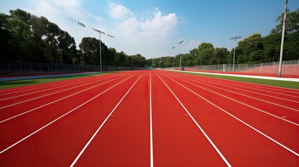 Pristine Running Track.Smooth Surface Ready for Runner
