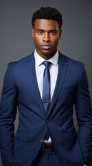 Photograph of a handsome young male model office worker or business man in a suit.