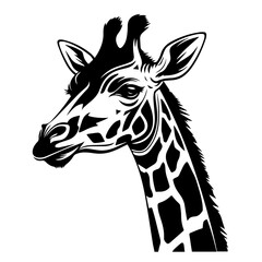 Fototapeta na wymiar Giraffe Mascot Logo Monochrome Design Style