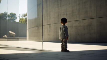 Fototapeta premium Little Boy Admiring His Reflection