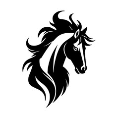 Horse Logo Monochrome Design Style - obrazy, fototapety, plakaty