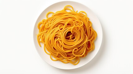 Spaghetti Top View on white background - obrazy, fototapety, plakaty