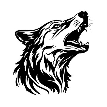 Howling Wolf Logo Monochrome Design Style