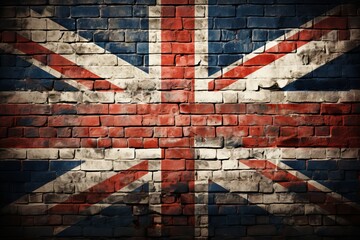 wall brick old flag Kingdom United texture grunge british abstract architecture background banner britain building close closeup colours country damaged drawing england - 688454488