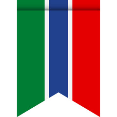 Gambia flag or pennant isolated on white background. Pennant flag icon.