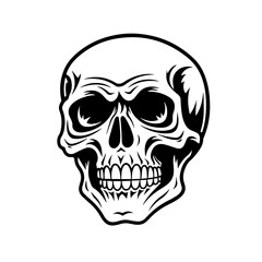 Laughing Skull Logo Monochrome Design Style