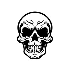 Laughing Skull Logo Monochrome Design Style