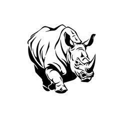 Rhino running Logo Monochrome Design Style