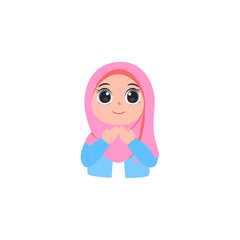 cute kids in pink hijab pose young