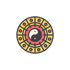 Chinese zodiac wheel filled outline icon